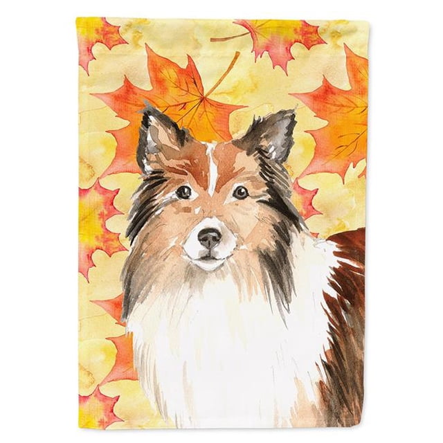 Carolines Treasures CK1827GF Fall Leaves Sheltie Garden Size Flag