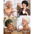 thumbnail image 5 of Yanibest Satin Lined Shower Cap for Women Reusable Waterproof, Frizz Free & Large Bath Cap with Soft Elastic Band, Luxury Hair Protection Caps (Green), 5 of 7