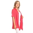 thumbnail image 2 of Women's  Basic Casual Solid Short Sleeve Open Front Cardigan (S-3X), 2 of 5