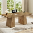 thumbnail image 7 of 63" Executive Desk with Power Outlets, Modern Home Office Desk with Storage Cabinet, Computer Desk Conference Table, Oak, 7 of 7