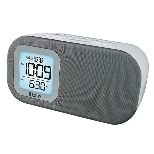 iHome Compact Bluetooth Dual Alarm Clock Radio with Large Display Speakerphone & Lightning Dock