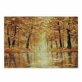 thumbnail image 1 of Country Cutting Board, Painting of a Forest by the Small Lake in Autumn Pale Fall Trees and Leaves Art, Decorative Tempered Glass Cutting and Serving Board, Small Size, Orange Brown, by Ambesonne, 1 of 1