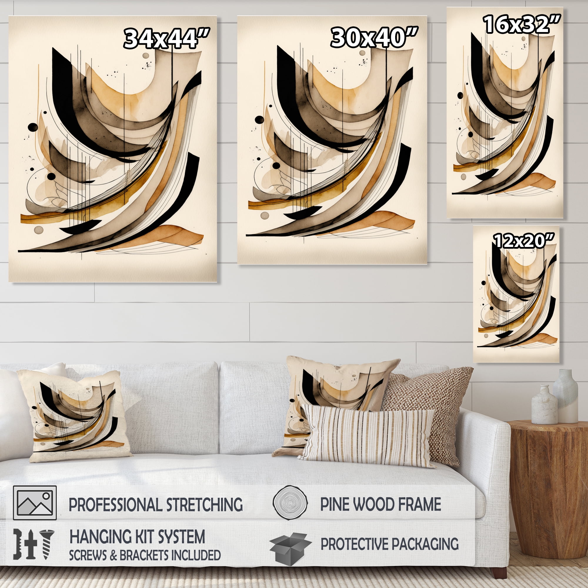 Designart Brown And Black Movement II Canvas Wall Art