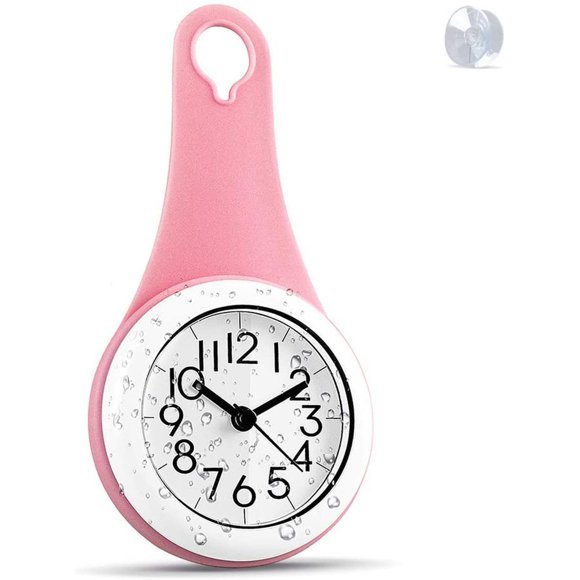 Horloge Murale Compacte pour Cuisine et Salle de Bain, Étanche, Silencieuse, Décoration Suspendue pour Douche, Horloges Murales avec Ventouse, Décoration pour la Maison
