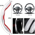 thumbnail image 5 of Car Steering Wheel Cover Set Bright Carbon Fiber Wrap Non-Slip 3 Pcs Steering Wheel Accessories 14.5-15 Inch Universal, 5 of 12