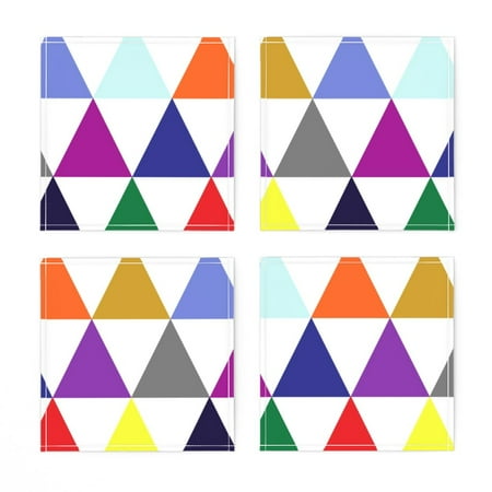 

Linen Cotton Canvas Cocktail Napkins (Set of 4) - Rainbow Triangle Cheater Quilt Geometric Colorful Kids Room Shapes Nursery Wholecloth Triangles Top Print Cloth Cocktail Napkins by Spoonflower