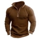 thumbnail image 2 of Blusa y camisa de manga larga con cuello alto para hombre, estilo casual, de color liso, con cremallera, manga larga, cuello alto y capucha, de poliéster., 2 of 3