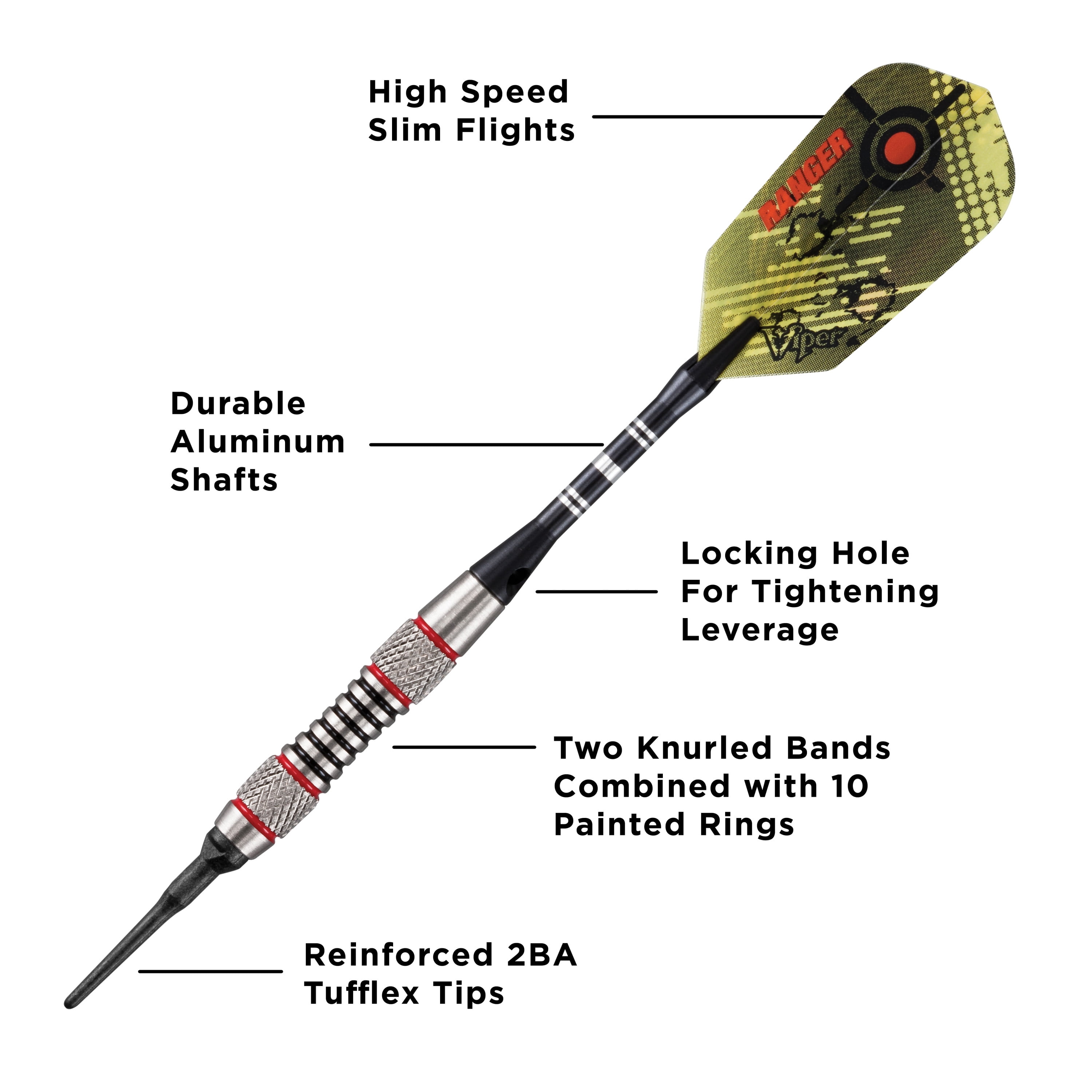 Viper Ranger 80% Tungsten Professional Soft Tip Dart Set, 18 Grams