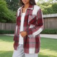 thumbnail image 5 of Jxximdong Fashion Coat for Women, Plush Coat Long Sleeve Plaid with Pocket Loose Coat, Women's Coats Red, 5 of 7