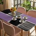 thumbnail image 3 of Purple Black Table Cloths for 4 Foot Rectangle Tables, Farmhouse Striped Modern Abstract Art Patio Waterproof Elastic Fitted Tablecloths, Washable Rectangular Table Cover for Camping, 3 of 8