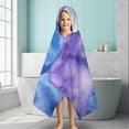 thumbnail image 6 of Purple Blue Tie Dye Pattern Hooded Bath Towel，60"x35" for Ages 3 To 12 Kids, Quick Dry Lightweight Soft Microfiber Hood Beach Towel Cover Up for Kids, 6 of 7