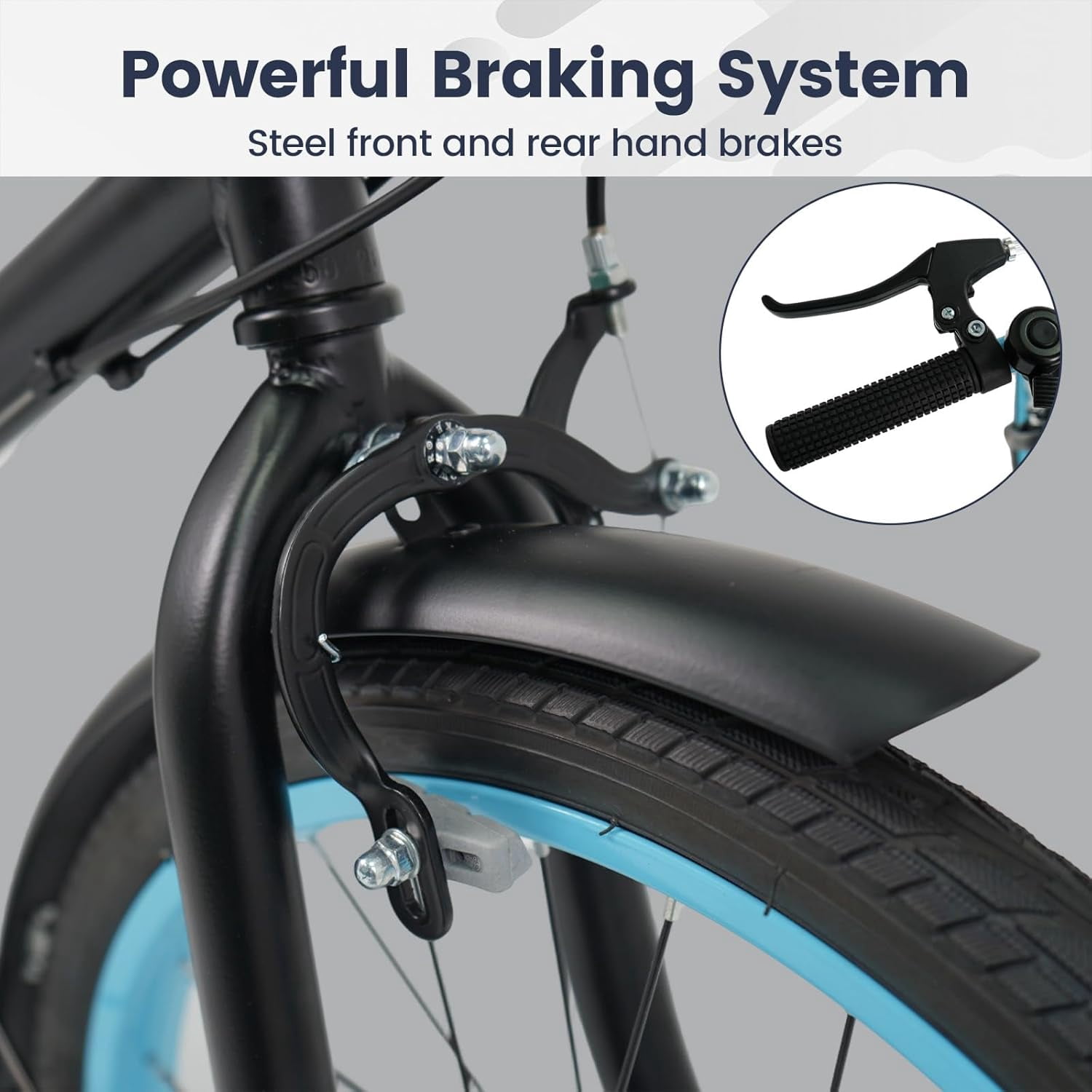 OLAKIDS Mountain Bike, 20 Inch Bicycle with 7 Lighting Modes Bluetooth Music 6 Speed Drivetrain