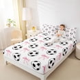 thumbnail image 3 of Erosebridal Cartoon Football Print Girls Bed Sheets,Kawaii Bows Cute Bow-Tie King Sheets For Kids 4 Pieces, 3 of 6