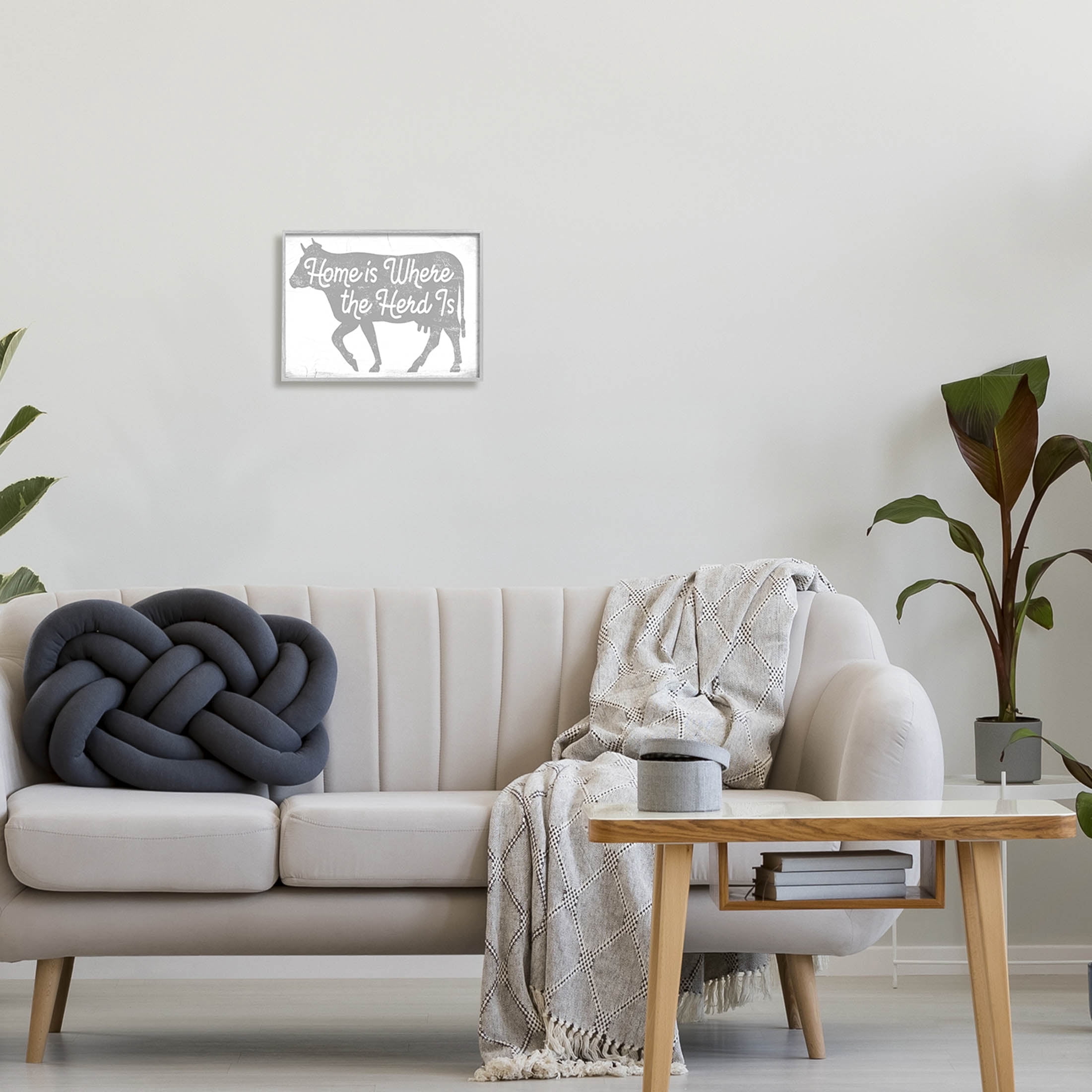 Stupell Industries Home Is Where Herd Is Phrase Graphic Art Gray Framed Art Print Wall Art, Design by Lil' Rue
