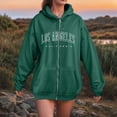 thumbnail image 2 of Godom Women Zip Up Hooded Sweatshirt Ladies Letter Print Long Sleeve Casual Loose Lightweight Jacket wih Pockets, 2 of 7