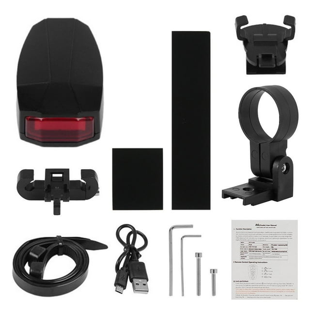USB Rechargeable Key Fob Controlled Waterproof Bike Tail Light Bicycle Rear Light Cycling Anti-theft Alarm Warning Light Safety Flashing Lamp LED Back Flashlight for Mountain Bike