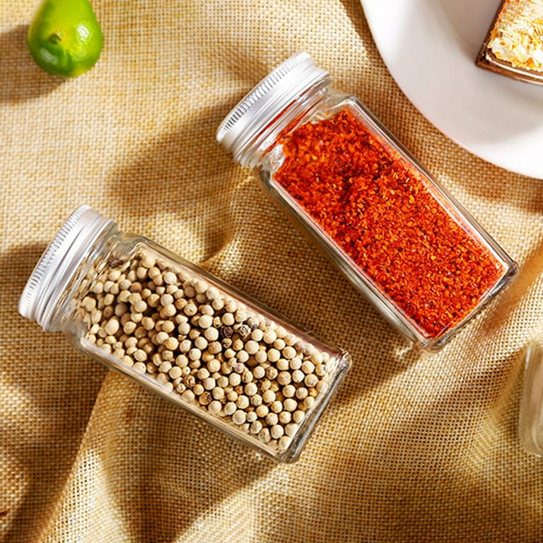 15 Pack 8 OZ Glass Spice Jars, Empty Square Spice Bottles with Shaker Lids