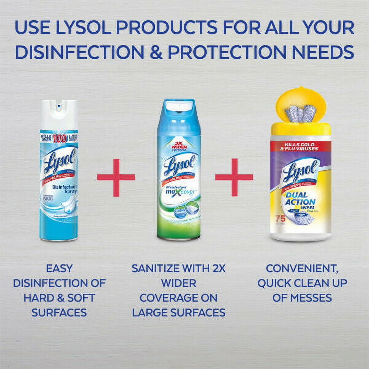 3 Pack - Lysol Dual Action Disinfecting Wipes w. Scrubbing Texture, 75ct