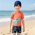 thumbnail image 2 of LRen Toddler Boy Swimsuit Boys Swim Set 2 Piece Short Sleeve Boys Swimming Shirt Trunks Rash Guard Bathing Suits, 2 of 4