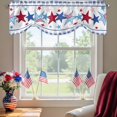 thumbnail image 2 of 4th of Tie Up Valances Curtain, Adjustable Kitchen July Patriotic Independence Day American Flag Star Blue Plaid Valances for Windows Rod Pocket Short Curtains Set for Bedroom/Bathroom, 42"x12", 2 of 9