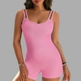 thumbnail image 2 of Women's Workout Yoga Short Rompers Tummy Control Spaghetti Straps Sleeveless Jumpsuits Seamless Athletic Bodysuits, 2 of 6