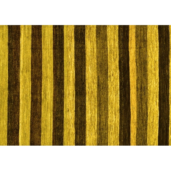 Ahgly Company Machine Washable Indoor Rectangle Abstract Yellow Modern Area Rugs, 2' x 5'