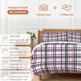 thumbnail image 6 of 3 Piece Purple Black Plaid Duvet Cover Set Twin Size, Microfiber Comforter/Quilt Cover with Corner Ties and 2 Pillowcases, Farmhouse Purple Black Checkered All Season Soft Bedding with Zipper Closure, 6 of 8