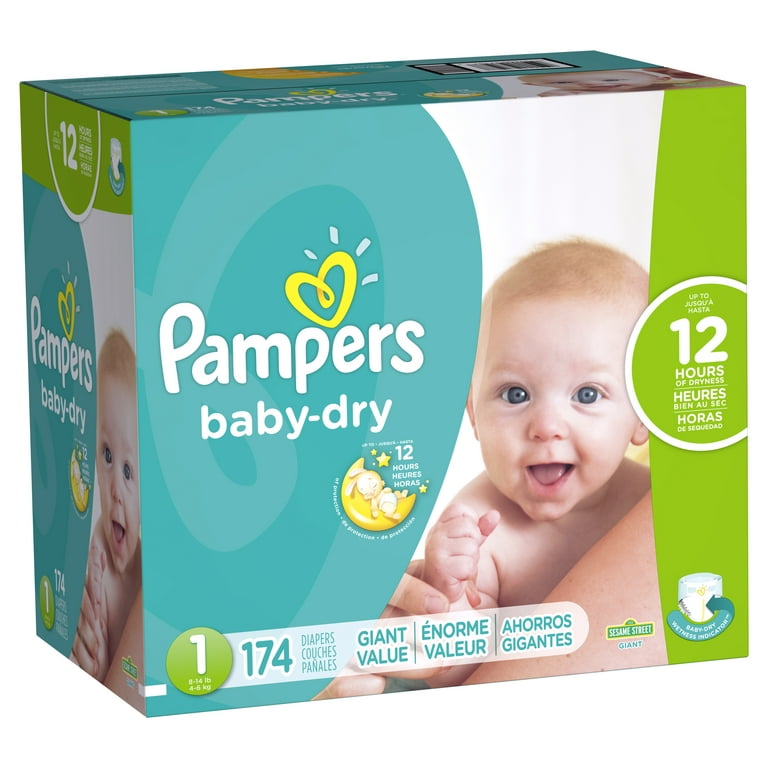 Pampers Baby-Dry Diapers Size 1 174 Count 