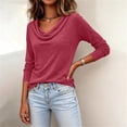 thumbnail image 5 of SOOMLON Blouses for Women Business Casual Plus Size Cowl Neck Long Sleeve Pullover Fashion Solid Shirts Fall Fall Tops, 5 of 7
