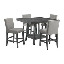 Picket House Furnishings Hester 5PC Counter Height Dining Set in Grey