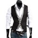 thumbnail image 2 of Chaleco de dos piezas ajustado para hombre, chaleco de negocios a cuadros a la moda para hombre, 2 of 3