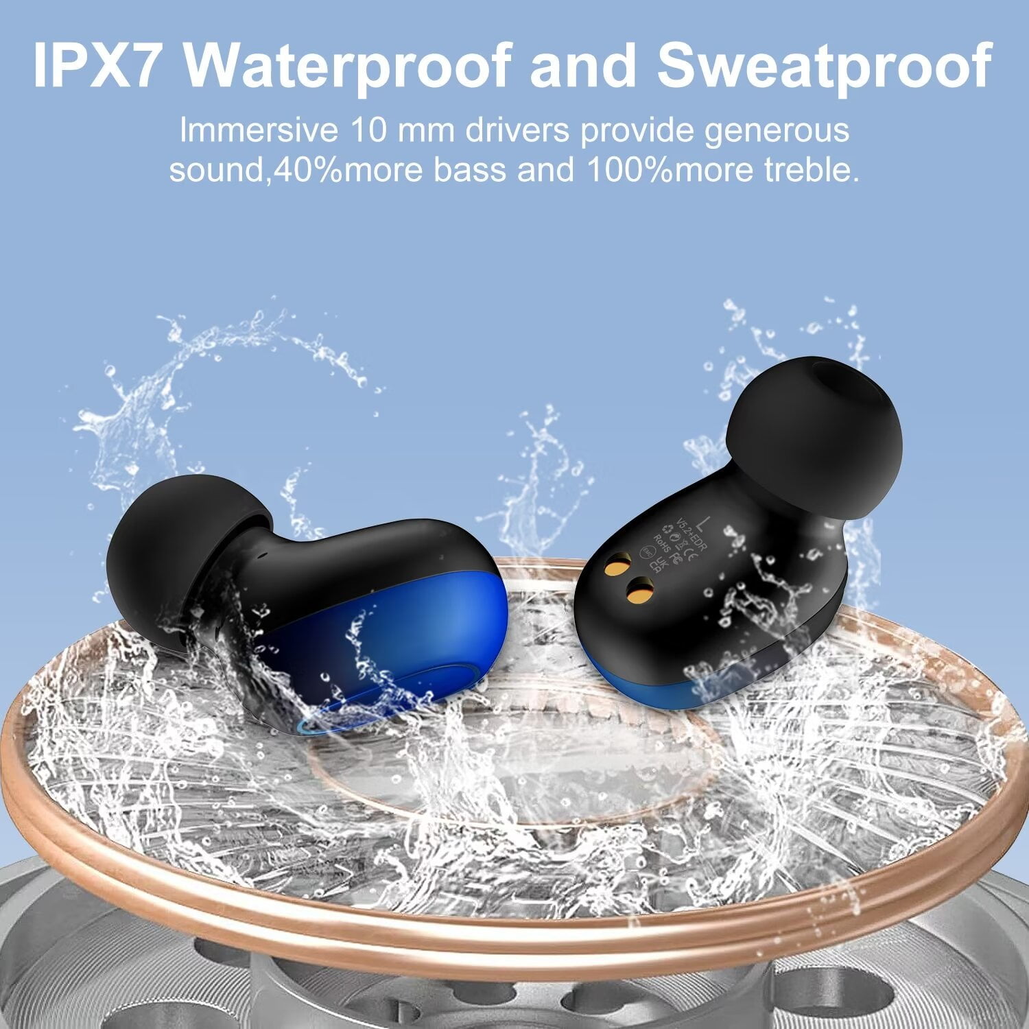 Wireless Earbuds for iPhone,Android,AILKIN Bluetooth 5.2 Headphones 3500mAh 60hrs Playtime Waterproof IPX7 Headset Earphones In-Ear Stereo Noise Cancelling True Wireless Earbuds with Charging Case