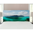 thumbnail image 1 of Island Headboard, Floating Rock and Lighthouse in Crystal Clear Atlantic Water Mist Nature Photo, Upholstered Decorative Metal Bed Headboard with Memory Foam, Full Size, Blue Grey White, by Ambesonne, 1 of 4