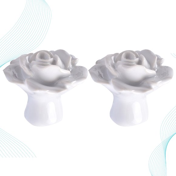 IDEANATEGRATE 2Ud Pomo De Cerámica En Forma De Rosa Para Puertas Cajones Y Armarios Decorativos
