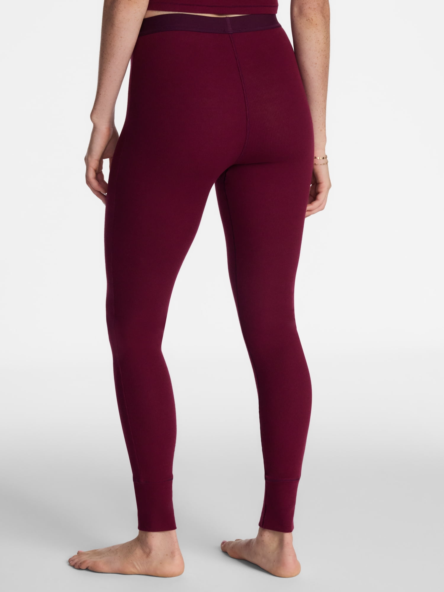 No Boundaries Cotton Stretch Ribbed Leggings, 30'' Inseam, Women's XS-XXXL