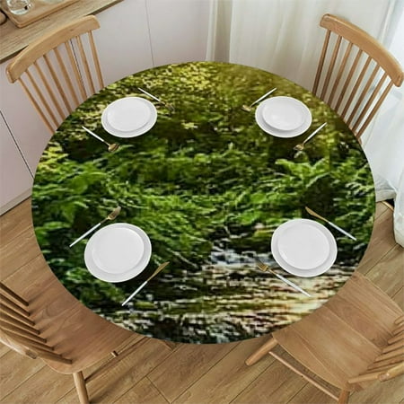

SheronV Sunshine Greenery Round Tablecloth Stain-Resistant Washable 31 -35