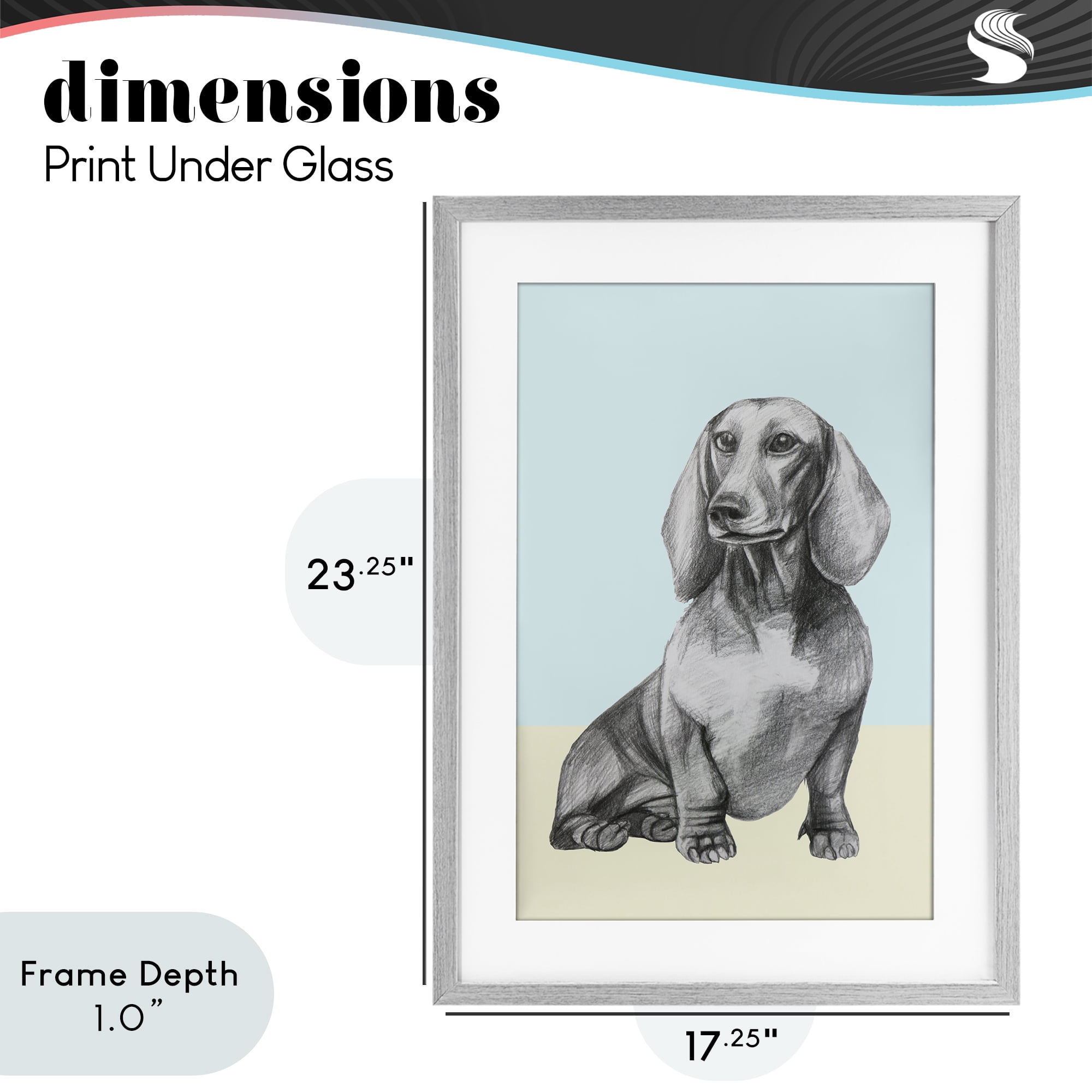 Stupell Industries Sitting Dachshund Sketch Gray Framed Print Under Glass, design by Violeta Vollmer