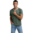 thumbnail image 3 of JWD Classic henley style Four button henley closure, Mens Henley Short Sleeve T-Shirt Cotton Casual Shirt Mens ShirtsSummer Daily T-Shirts Green L, 3 of 7