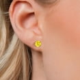 thumbnail image 3 of Gem Stone King 18K Yellow Gold Plated Silver Yellow Zirconia Stud Earrings for Women Men (3.00 Cttw, Gemstone Birthstone, Round 6MM), 3 of 6