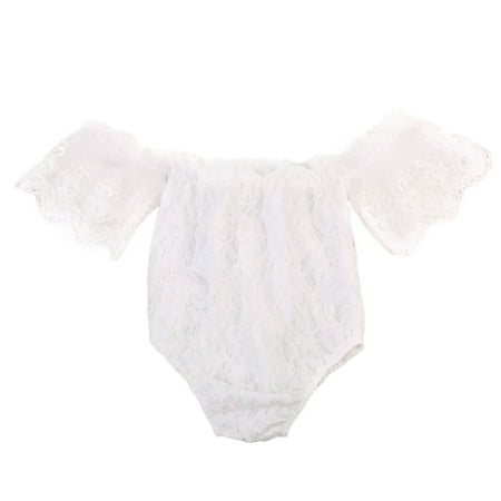 

Seyurigaoka Baby Girls Summer Short Sleeve Romper Lace Off Shoulder Jumpsuit