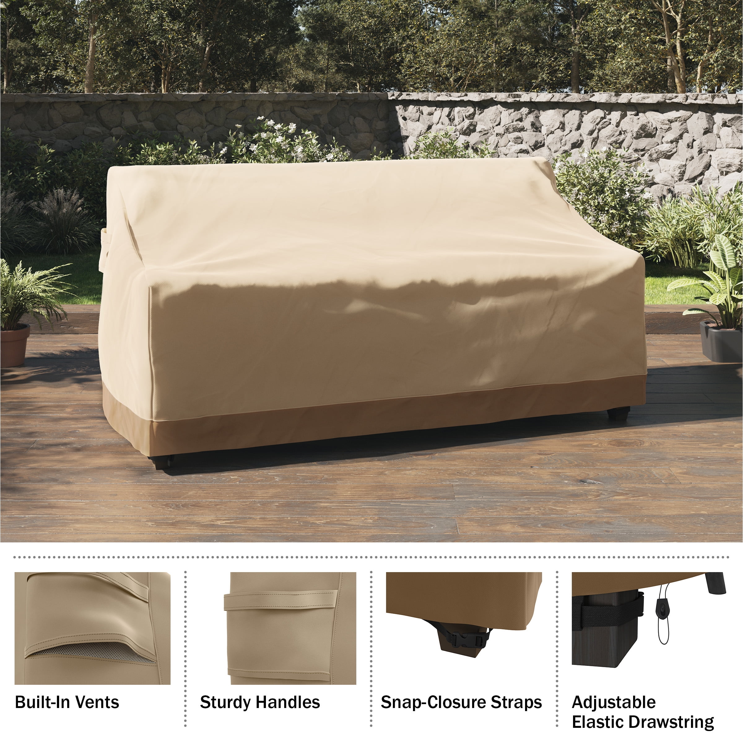 Pure Garden 76x33in Waterproof UV 50+ Outdoor Patio Couch Cover, Beige