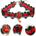thumbnail image 2 of QQTDFG Lace Choker Necklace Earrings Pendant Fashion Velvet Chain Neck-Red, 2 of 6