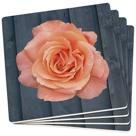 

Flower Blossom Coral Rose Set of 4 Square Sandstone Coasters