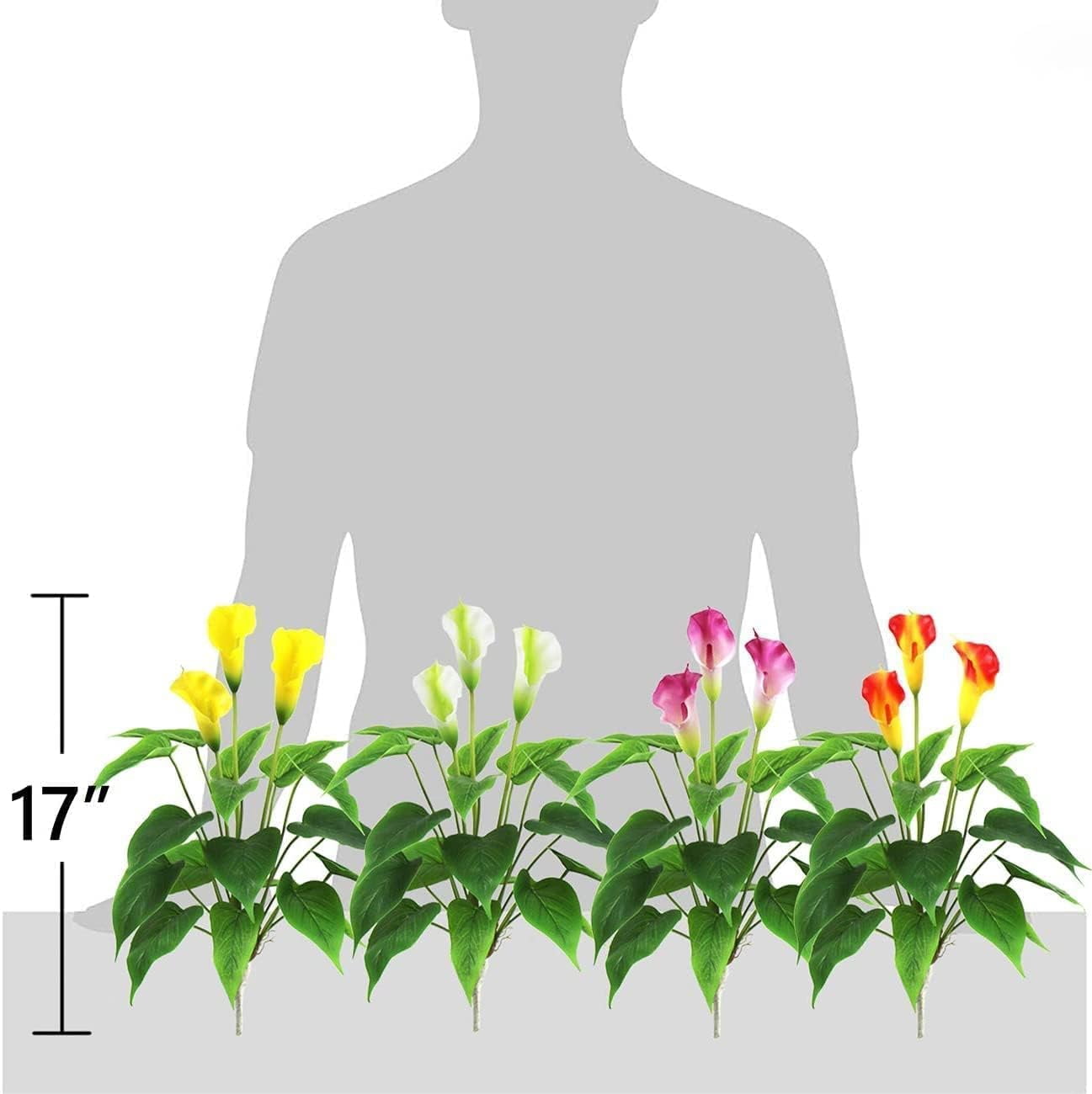 Artificial Flower 17 inches Calla Lily Silk Plant Fake Bonsai Flowers Greenery Plants for Indoor Outdoor Home Office Bedroom Table Centerpieces Party Decoration (zi)