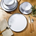 thumbnail image 6 of Gibson Home Folsom Shores 12 Piece Unbreakable Modern Melamine Plates and Bowls Dinnerware Set - Outdoor, Camping, & Everyday Use - White W/ Black Rim, 6 of 10