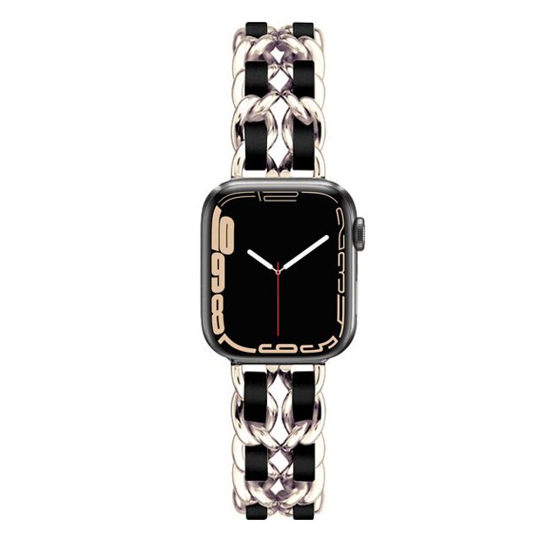 Pulsera de oro para mujer para Apple Watch Band 8 Ultra 49mm 7 SE 6 5 4 3 41mm 45mm 38/42mm 44 40mm Correa Lady Metal Leather Bracelet Tan Jianjun unisex
