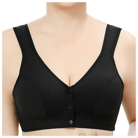 Huuilaibazoo Women s Plus Size Daisy Bra Front Closure Easy Close Sports Bras Wireless Push Up Bra Comfort Sleep Bras