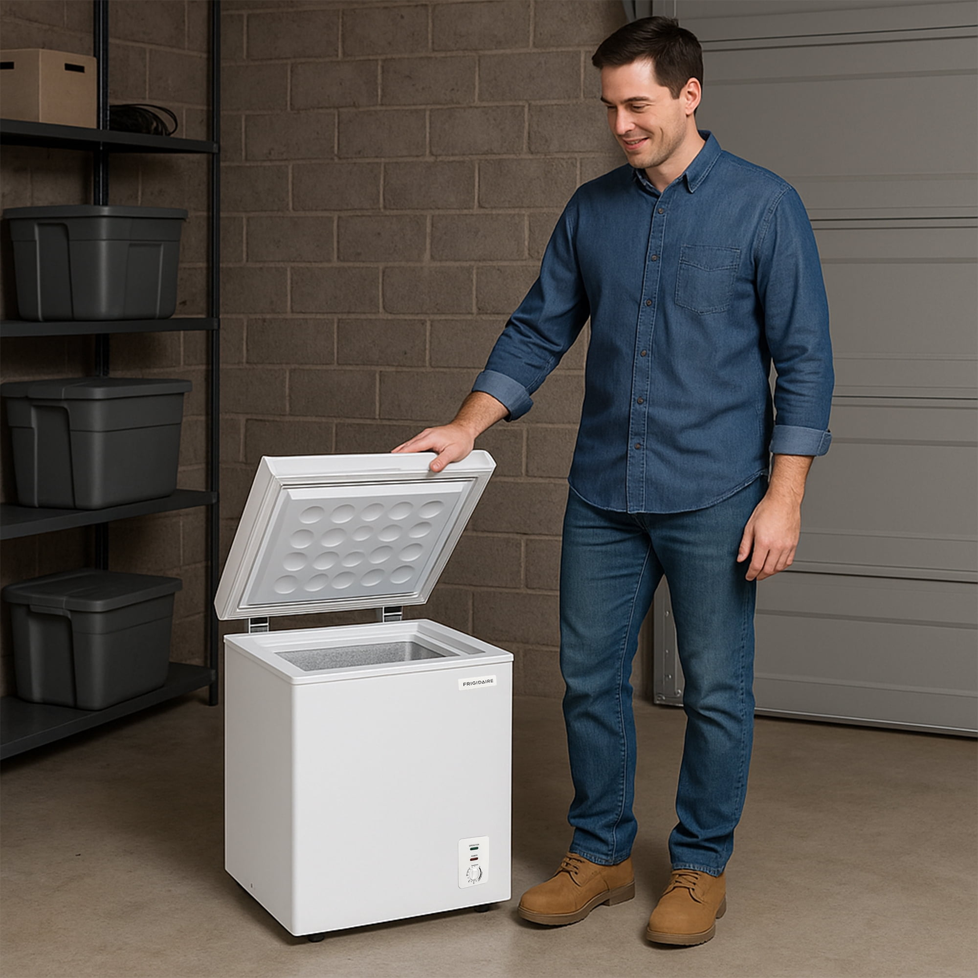 Frigidaire 2.1 Cu. ft. Garage Ready Chest Freezer, Compact Deep Freezer in White