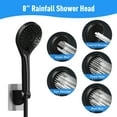 thumbnail image 5 of IUSU 5-Setting High Pressure Shower Head 12 inch Rain Shower Head with Handheld and Hose Black, 5 of 8