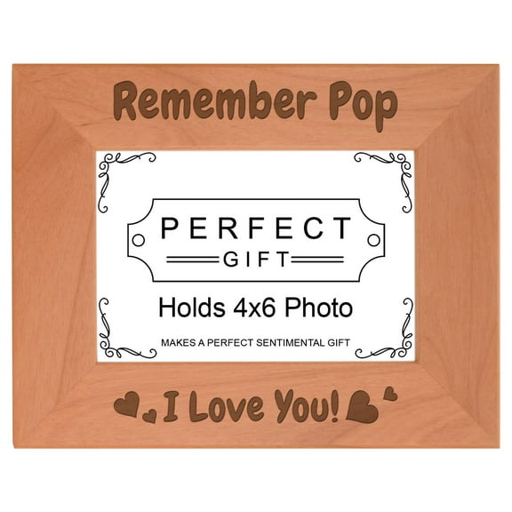 ThisWear Pop Gifts for Grandpa Remember Pop I Love You Wood Laser Engraved Landscape 4x6 Picture Frame